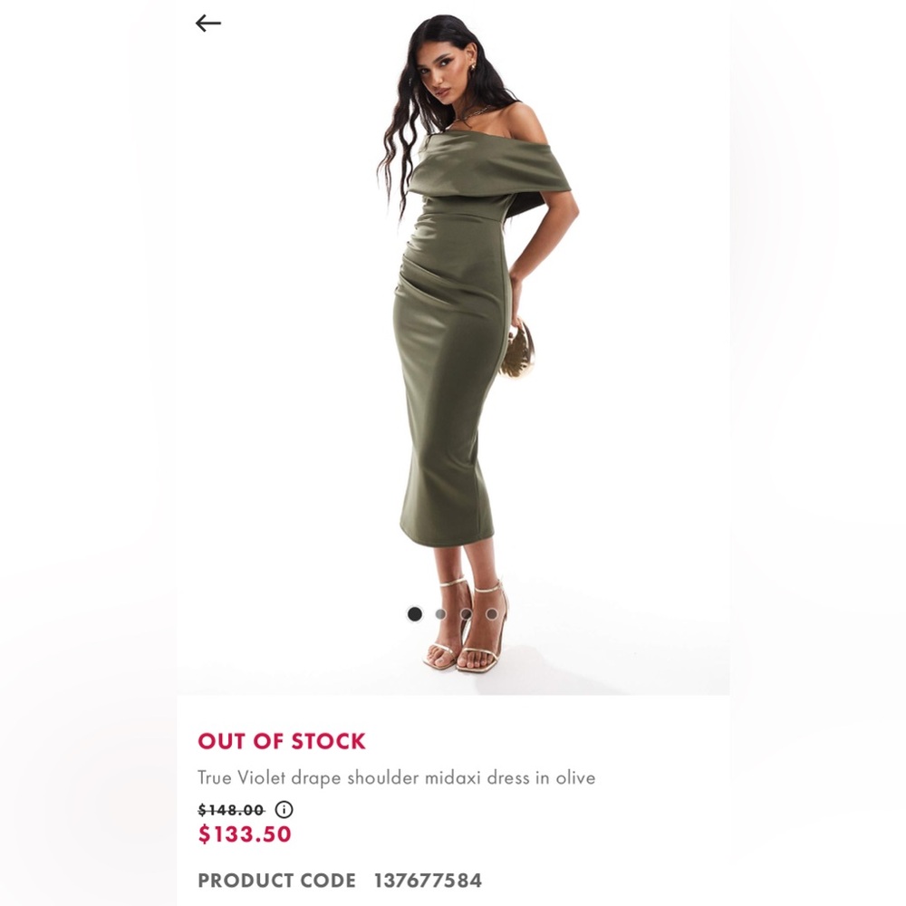 ASOS True Violet drape shoulder midaxi dress - Olive